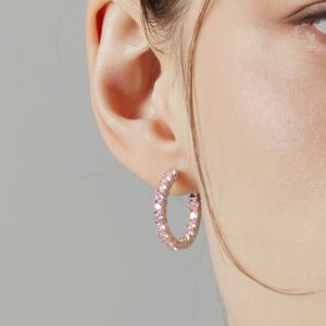 에센스 실버(W) 테니스 원터치 귀걸이 슬림 L 베이비핑크 HL4E51432W9XXX