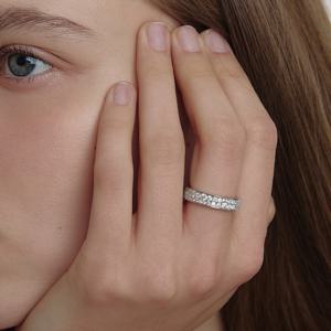 에센스 실버(W) 모이사나이트 더블 웨이브 반지 HL4R61405W9