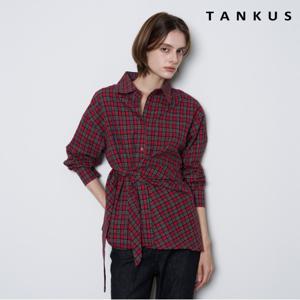 정상가 69,000원 체크패턴 허리 스트랩 포인트 긴팔 셔츠 (TX3BL014L0)