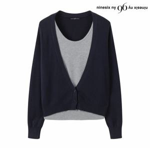 정상가:69,000원 ㅣ 배색 레이어드 라운드넥 긴팔 니트 (NP3KT007L0)