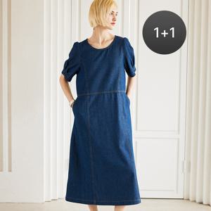 [최초가 149000원] [55~88] [1+1] 라운드넥 데님 원피스