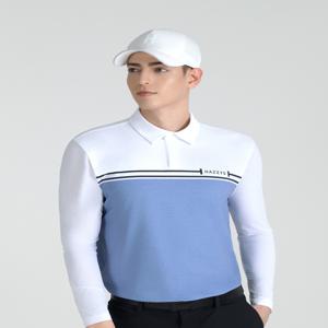 헤지스 골프 [[25SS]] HUTS5B357B2 블루 남성 냉감 하이브리드 긴팔 카라 티셔츠