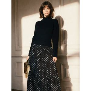 [하프클럽] 블랙 도트패턴 니트 콤보 원피스 SHOCX2941