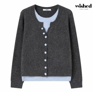 정상가 79000원 ㅣ레이어드 배색 라운드 긴팔 니트 (WICDNT004)