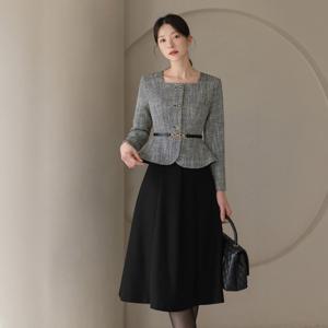 (~XXL까지) 헤미크 페플럼 레이어드 자켓 트위드 원피스 겨울 하객룩 오피스룩 모임룩 격식룩 빅사이즈