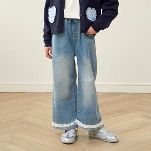 로엠걸즈도트 부들 와이드 데님청바지 RGTJ2611P