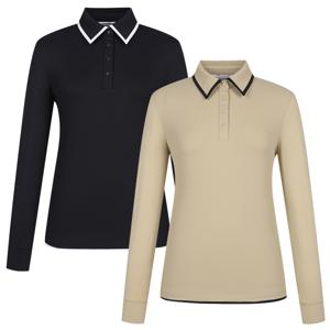 양말제공여성 배색 포인트 카라 긴팔 티셔츠 121D1TO154