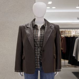 리스트 페이크 레더 원버튼 자켓 TWWJKQ52020