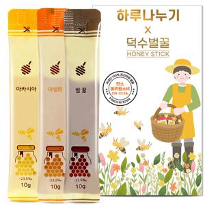 하루나누기 국내 자연산 답례품 10gX30포 아카시아 밤 야생화 3종 혼합 꿀스틱