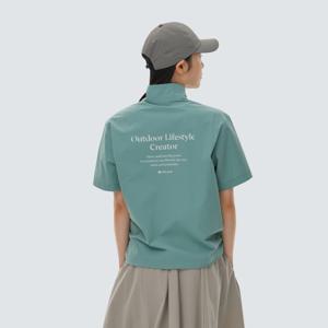 씬테크 여성 우븐 스탠드넥 반팔 아노락 캠핑룩 S24MWSAN35_BSCJ