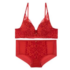 [롯데백화점](2종택1블루레드 고급플라워  레이스 브라 하이웨스트 팬티 세트BGWBY803WPY803