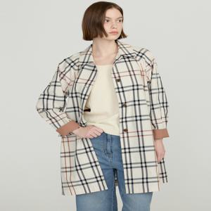 닥스 여성 [[25SS]] DLCO5B291I2 베이지 체크 배색 경량 하프 맥코트