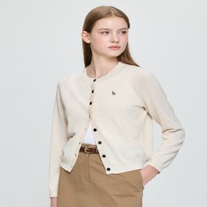 헤지스 여성 [[25FW]] HSSW5C601IV [SET-UP] 린넨 블렌드 라운드넥 긴팔 가디건 아이보리