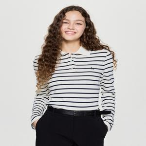 헤지스 여성 [[25FW]] HSTS5D905N2 [시즌오프]클래식핏 니트라이크 스트라이프 긴팔 폴로 티셔