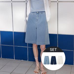 여성 니팅 버뮤다 팬츠 3종세트