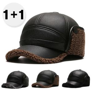 1+1 가죽 귀덮개 방한 모자 귀마개 캡모자 (3color)