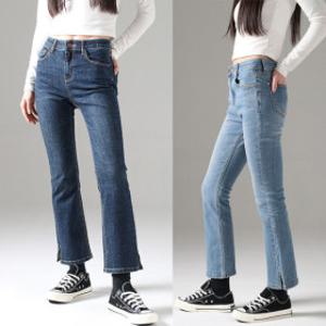 아우라진 모노밴딩부츠컷 봄신상 옆트임 슬림부츠컷 2컬러 데일리청바지