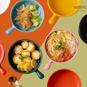 (빡세일 20%)(인기템)뉴엔온미 손잡이 그릇 앞접시 세라믹 도자기 캐릭터 플레이트 오븐용 접시 KI410