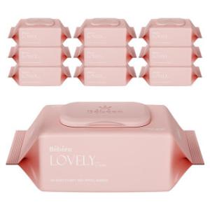 베베앙 러블리 핑크 물티슈 100매 10팩 대용량 캡형 아기물티슈