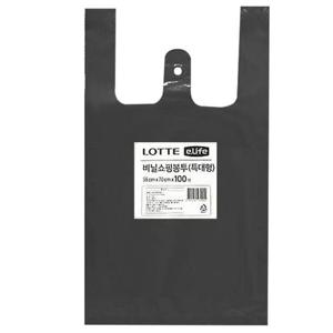 롯데 비닐쇼핑봉투 특대형 55 x 70cm 100매 블랙