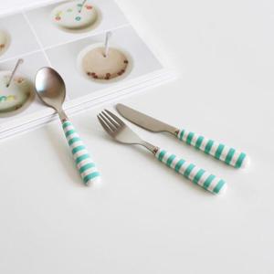 아트박스/홈앳 레트로 패턴 디저트 커트러리 / 민트 스트라이프
