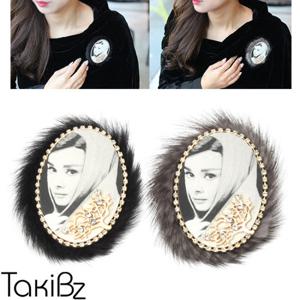 [타키비즈] 우아한 햅번 밍크 브로치