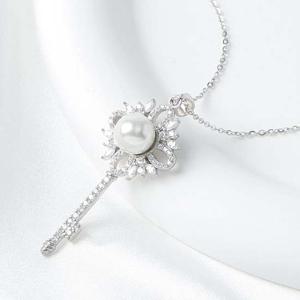 비쥬홀릭 실버925 백금도금 진주 키 여성 목걸이