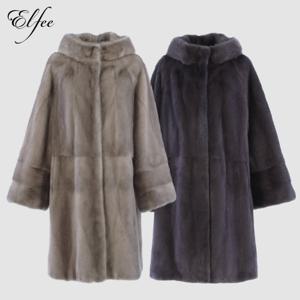 풀스킨 휘메일 유색 밍크 후드 롱코트(E8W3EC14_)