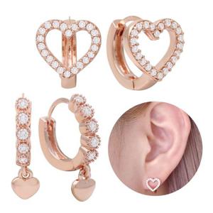 14K 로즈골드 골드핀 하트 귀걸이 2종 택1