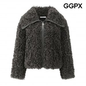 [GGPX] 푸들 퍼 빅 카라 레더 배색 자켓 (GQ1JK011F)