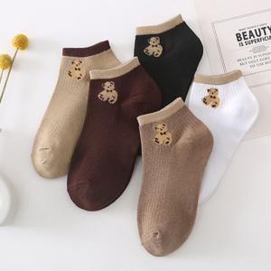 곰돌이 캐릭터 캐주얼 데일리 단목 양말 5종