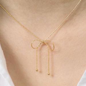 [엠던] 뱀줄 체인 리본 목걸이 데일리 페미닌네크리스