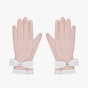 페어라이어 리본 컬러 양피 장갑 (핑크)