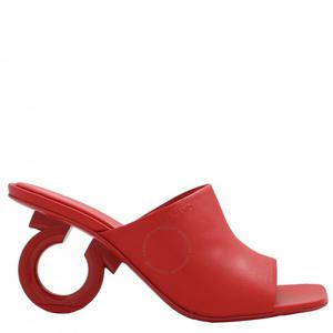 페라가모 여성용 레드 나파 아스트로 70 엘린다 슬라이드 샌들 01F613 761359