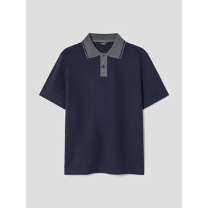 [갤럭시 라이프스타일] 카라 배색 폴로넥 티셔츠 - 네이비 (GC5342M03R)