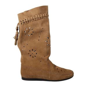 이자벨마랑 스웨이드 퍼포레이티드 웨지 미드카프 부츠 O0253FA