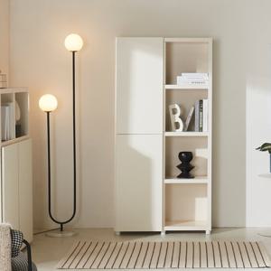 [데코라인] 하치 도어 수납 책장 4단 800 (2도어)