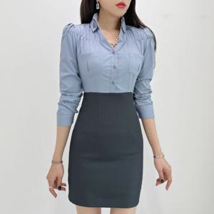 [금찌]금찌 나르샤 배색 원피스 ST7188D