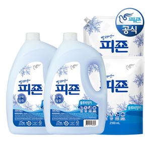 피죤 섬유유연제 블루비앙카 3.1L 용기 x 2개+2100ml 리필 x 2개