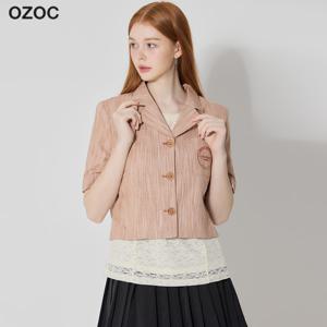 오조크 린넨코튼 크롭 반팔 자켓