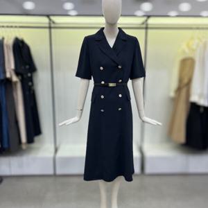 [씨씨콜렉트]벨티드 카라넥 롱 원피스 E242MSE138DN_CA