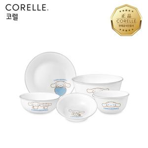 코렐 시나모롤 한국형 1인 5P 원형 면기홈세트