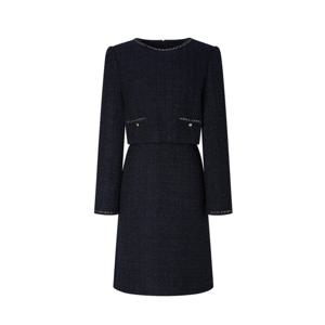 질스튜어트뉴욕   25FW 네이비 체인장식 아크릴혼방 원피스 JSDR5D420N3