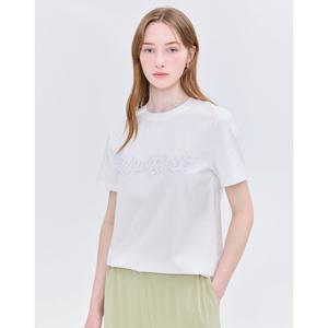 질스튜어트 뉴욕 여성 25SS 화이트 자수장식 코튼 반팔티셔츠 JSTS5B230WT