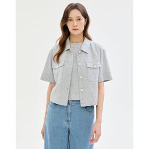 질스튜어트 뉴욕 여성 25SS 백화점BEST블루 글리터장식 트위드반팔자켓 JSJA5B560B1