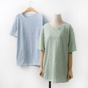 빅사이즈 505 잔줄보트넥반팔티 DZY9178