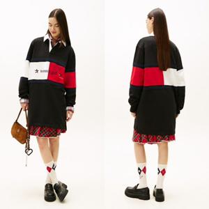 [타미진] 여성 루즈핏 T32G0WOP79TWT1 스타 그래픽 럭비 기본 데일리 원피스 SC