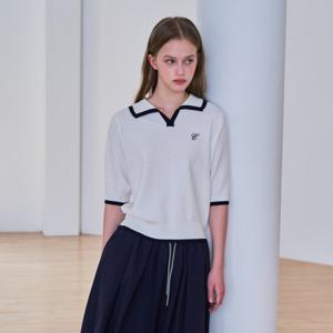 [코인코즈]파이핑 배색 반팔 니트_DZ5MP061