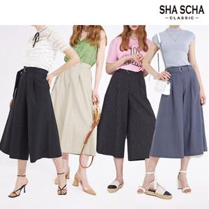 [홈쇼핑인기]샤샤 린넨블렌디드 벨티드 와이드 팬츠 1종