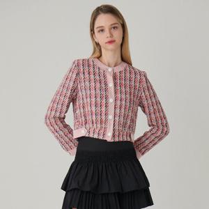 [SATIN] 라운드넥 체크 패턴 자켓 S231S104